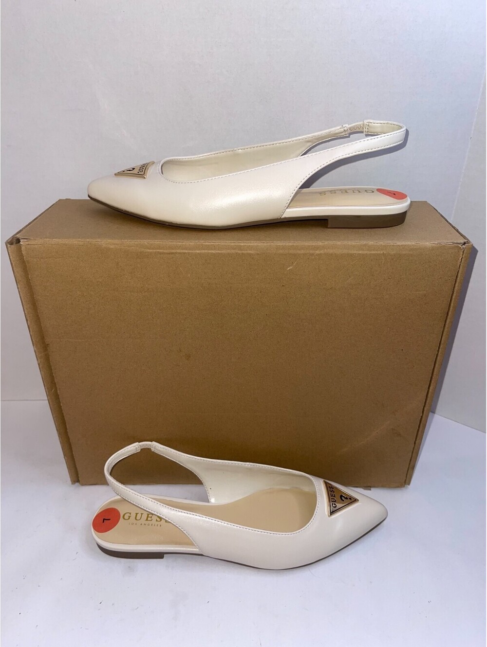 Women's Brand New Ivory Guess Valinda Slingback Flats- Size 7